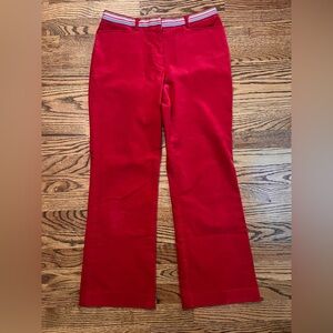 Lilly Pulitzer Red Corduroy Velour Pants with Rainbow Waistband Accent Size 4